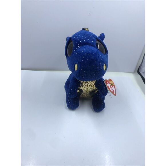 NEW Ty Beanie Boos 6 INCH Saffire BLUE SPECKLED DRAGON SMALL Plush Animal Toy - Picture 1 of 14